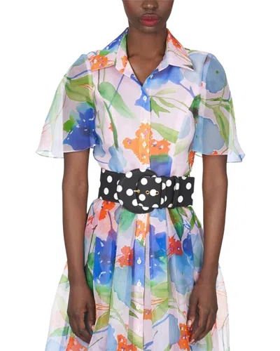 CAROLINA HERRERA CAROLINA HERRERA BUTTON-DOWN COLLARED SILK MIDI DRESS