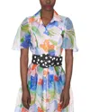 Carolina Herrera Button-front Floral-print Midi Dress With Tie Belt In Pink