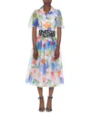 Carolina Herrera Button-front Floral-print Midi Dress With Tie Belt In Pink