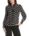 Carolina Herrera Button Down Silk Top In Black