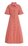 Carolina Herrera Button-front Denim  Dress In Pink