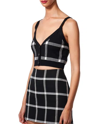 Carolina Herrera Cropped Knit Wool-silk Cami Top In Black