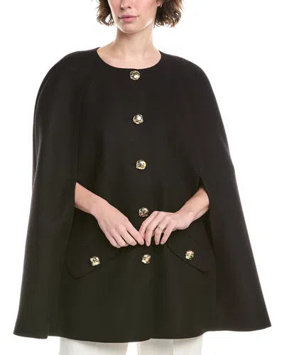 Carolina Herrera Button Front Wool & Cashmere-blend Cape In Black