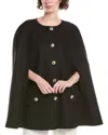 Carolina Herrera Button Front Wool & Cashmere-blend Cape In Black
