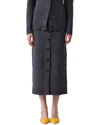 Carolina Herrera Button Front Wool & Cashmere-blend Midi Skirt In Gray