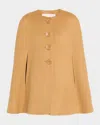 Carolina Herrera Button Front Wool Cape In Brown