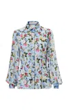 Carolina Herrera Button-up Garden Floral Chiffon Shirt In Blue