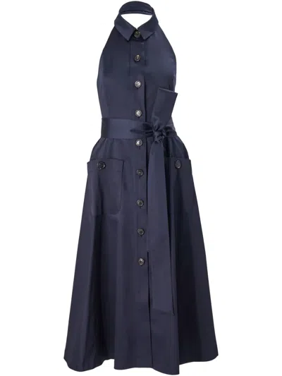 CAROLINA HERRERA BUTTONED HALTERNECK DRESS