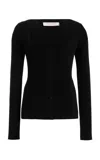 Carolina Herrera Buttoned Silk-cotton Top In Black