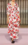 Carolina Herrera Buttoned Stemmed-rose-printed Stretch-cotton Shirt In Multi