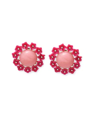 Carolina Herrera Cabochon & Flower Stud Earrings In Multi