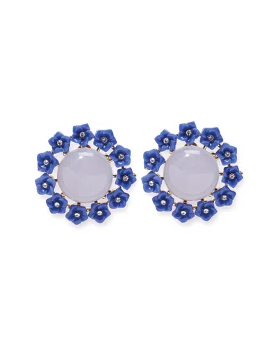Carolina Herrera Cabochon & Flower Stud Earrings