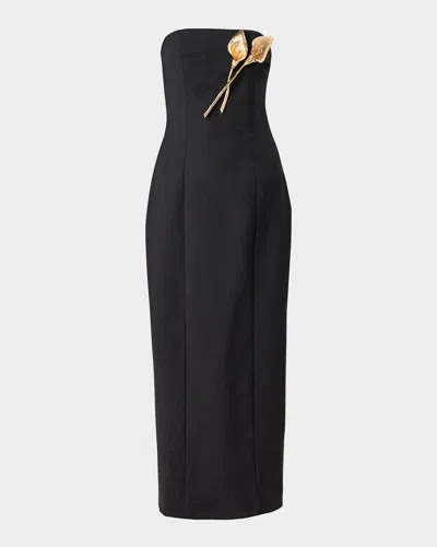 Carolina Herrera Calla Lily Strapless Column Gown In Black