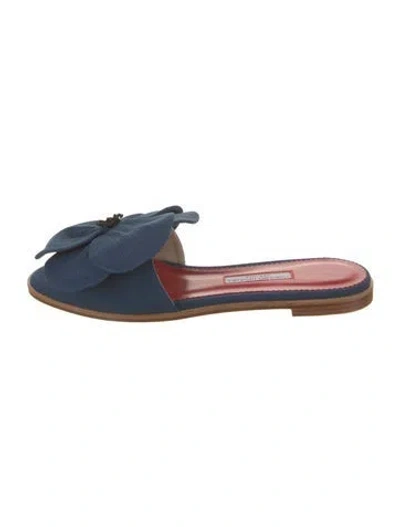 Pre-owned Carolina Herrera Canvas Slides W/ Tags In Blue