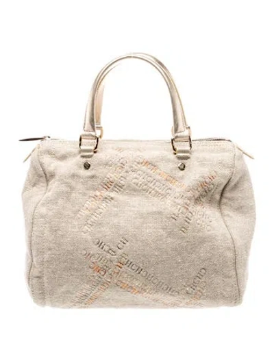 Pre-owned Carolina Herrera Canvas Top Handle Bag In Neutral