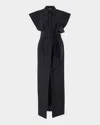 Carolina Herrera Cap Sleeve Silk Faille Column Trench Dress In Black