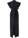 Carolina Herrera Cap Sleeve Silk Faille Column Trench Dress In Black