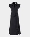 Carolina Herrera Sash-detailed Cotton Poplin Midi Wrap Dress In Black