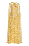 Carolina Herrera Cape-detailed Silk Gown In White