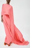 Carolina Herrera Cape-front Satin-back Crepe Caftan In Pink