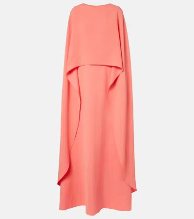 Carolina Herrera Caped Crêpe Gown In Pink