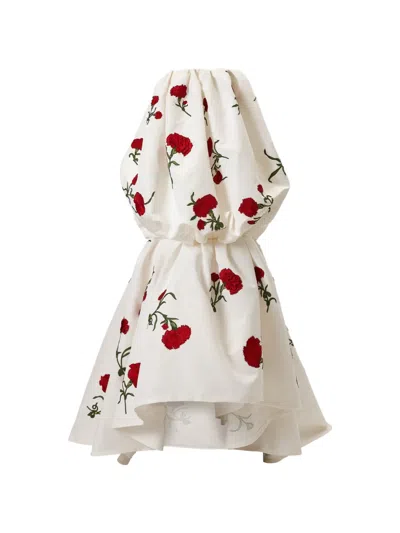Carolina Herrera Carnation-embroidered Bubble Gown In White