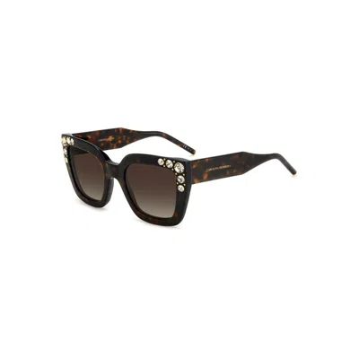 Carolina Herrera Oversize Crystal-embellished Sunglasses In Brown