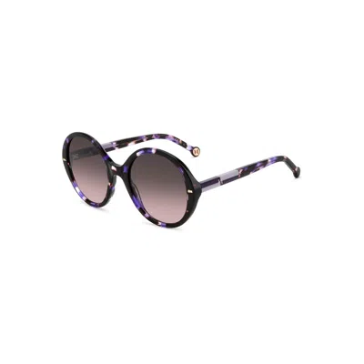 Carolina Herrera Tortoiseshell-effect Round-frame Sunglasses In Black
