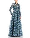 Carolina Herrera Belted Floral-print Silk-organza Midi Shirt Dress In Blue
