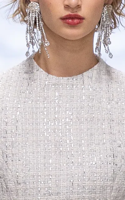 Carolina Herrera Cascade Sparkle Tassel Earrings In Silver