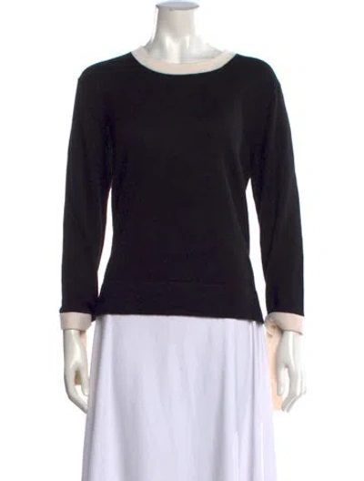 Pre-owned Carolina Herrera Cashmere Crew Neck Sweater In Black