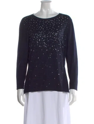 Pre-owned Carolina Herrera Cashmere Crew Neck Sweater In Blue