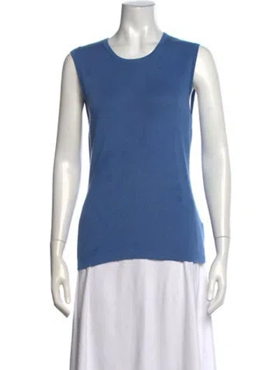 Pre-owned Carolina Herrera Cashmere Crew Neck Sweater In Blue