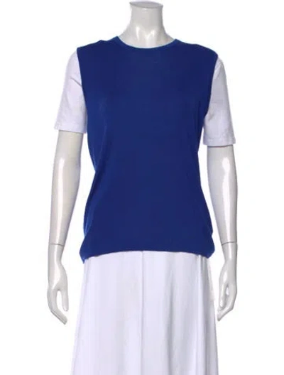 Pre-owned Carolina Herrera Cashmere Crew Neck Sweater In Blue