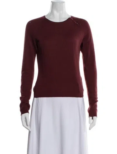 Pre-owned Carolina Herrera Cashmere Crew Neck Sweater In Burgundy