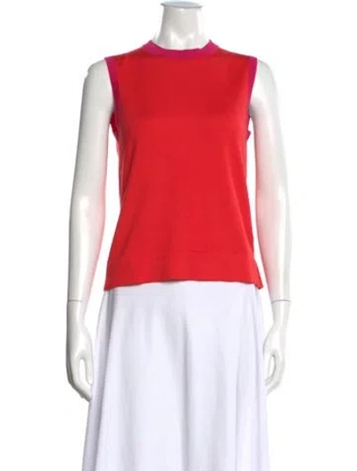 Pre-owned Carolina Herrera Cashmere Crew Neck Sweater In Red