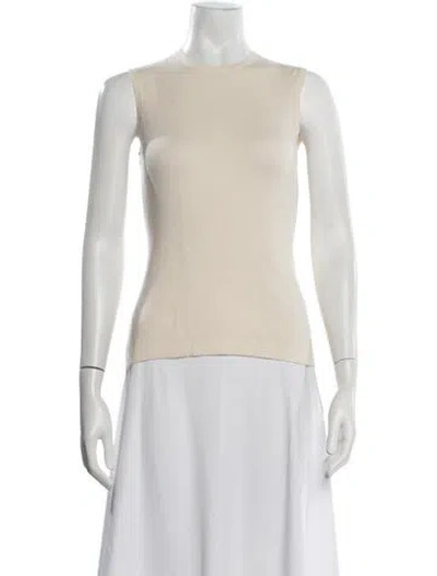 Pre-owned Carolina Herrera Cashmere Crew Neck Top In Neutrals