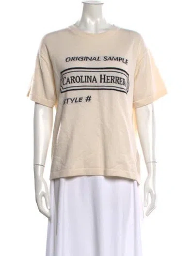 Pre-owned Carolina Herrera Cashmere Graphic Print Sweater In Neutrals