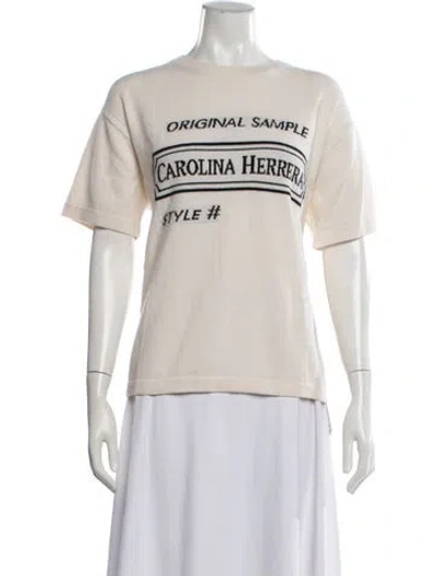 Pre-owned Carolina Herrera Cashmere Graphic Print Sweater In Neutrals