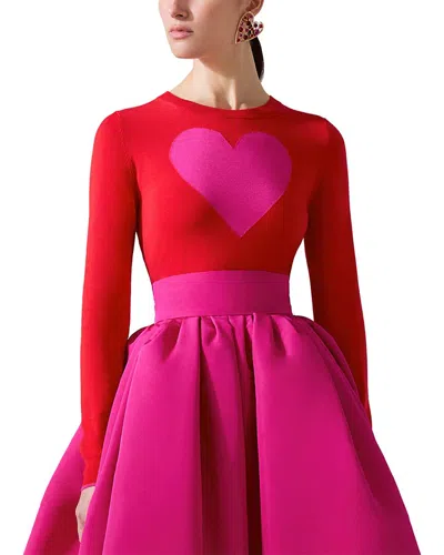 Carolina Herrera Cashmere Intarsia Heart Sweater In Red