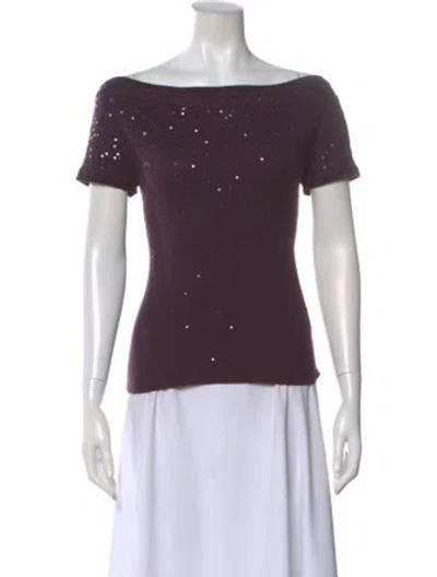 Pre-owned Carolina Herrera Cashmere Off-the-shoulder Sweater In Purple