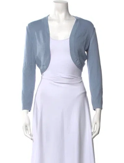 Pre-owned Carolina Herrera Cashmere Open Front Sweater In Blue