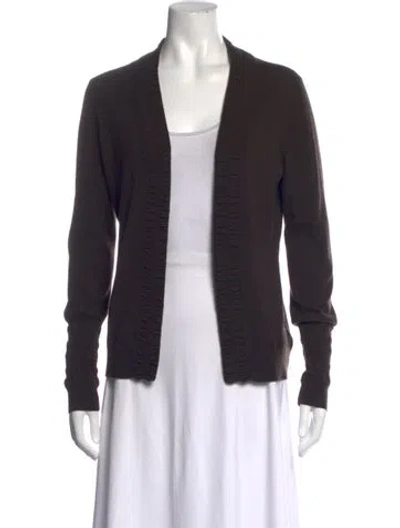 Pre-owned Carolina Herrera Cashmere Open Front Sweater In Brown