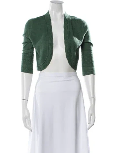 Pre-owned Carolina Herrera Cashmere Open Front Sweater In Green