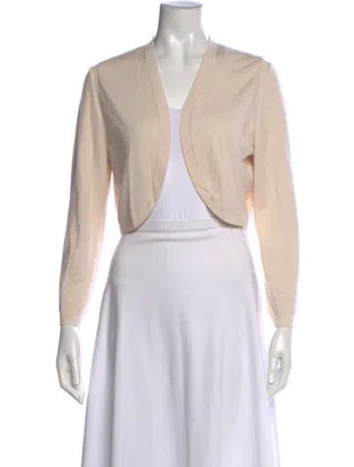 Pre-owned Carolina Herrera Cashmere Open Front Sweater In Neutral