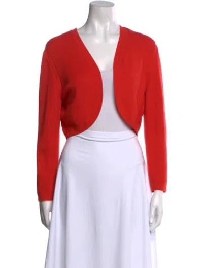 Pre-owned Carolina Herrera Cashmere Open Front Sweater In Orange