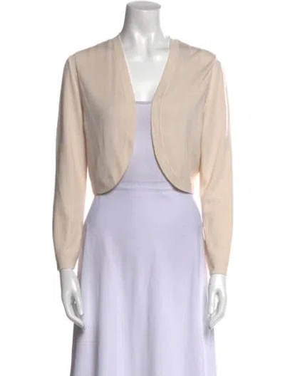Pre-owned Carolina Herrera Cashmere Open Front Sweater W/ Tags In Neutral