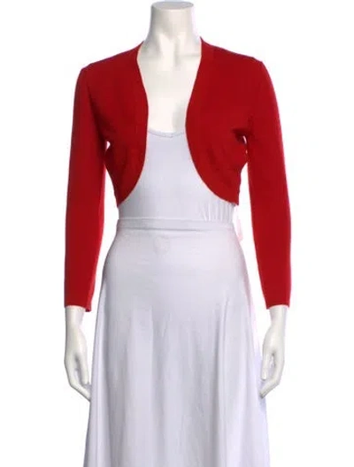 Pre-owned Carolina Herrera Cashmere Open Front Sweater W/ Tags In Red