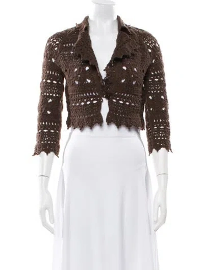 Pre-owned Carolina Herrera Cashmere Patterned Sweater In Brown