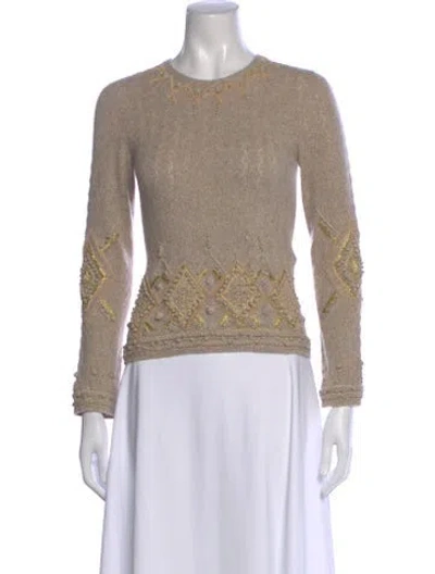 Pre-owned Carolina Herrera Cashmere Patterned Sweater In Neutral